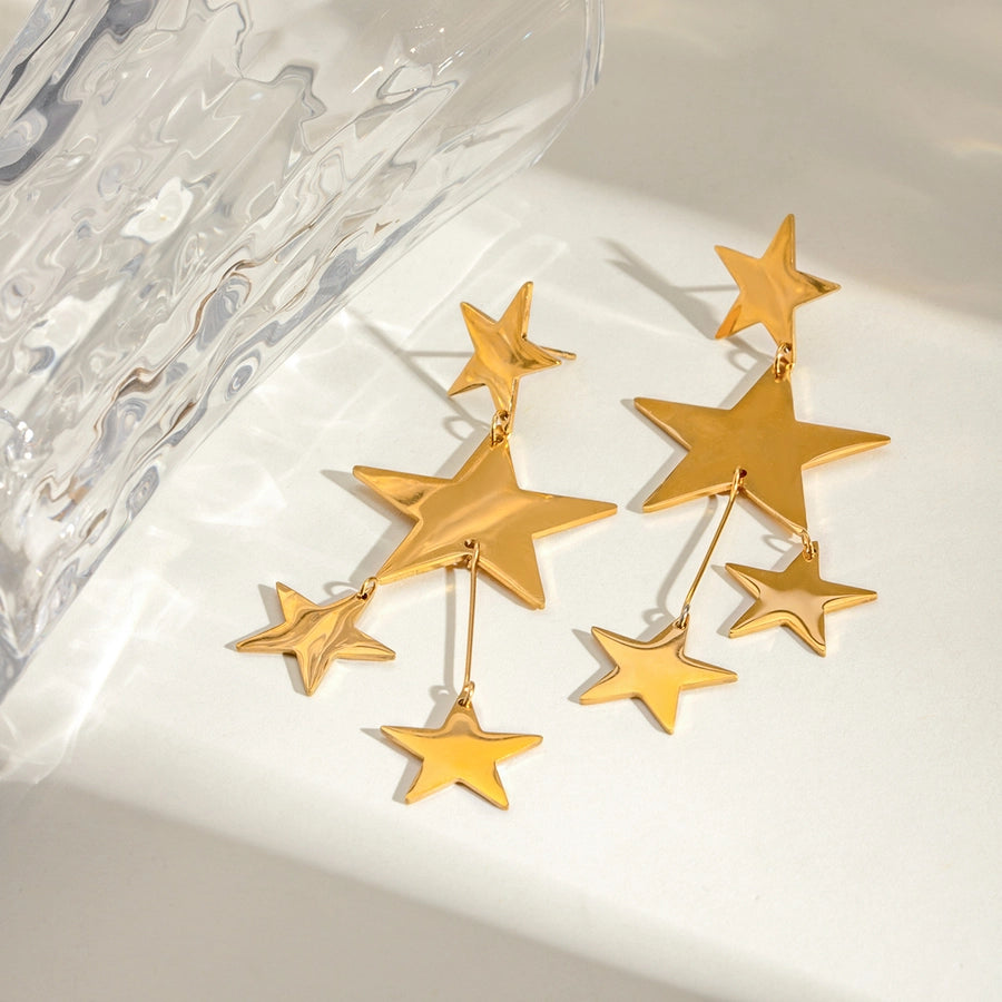 1 Pair Classic Style Star 304 Stainless Steel Drop Earrings