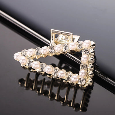 simple style solid color alloy inlay rhinestones hair claws 1 piece