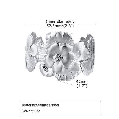 Vintage Style Sweet Flower 201 Stainless Steel Bangle In Bulk