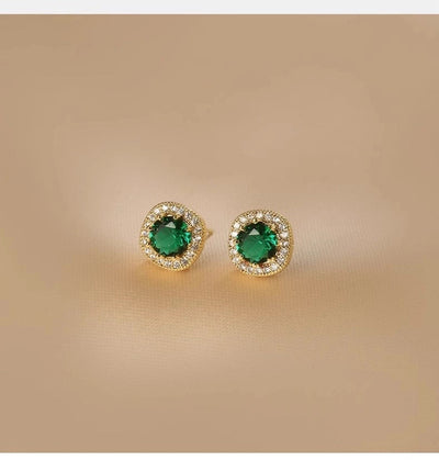 Ju Jingyi  Emerald Ear Stud Women's Advanced Design Sense Ear Clip Earrings  Sterling Silver Ear Accessories Anti-allergic Moisture