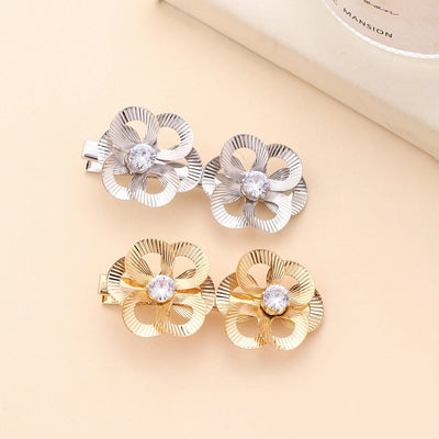 Women's Elegant Lady Baroque Style Flower Metal Plating Inlay Rhinestones Hair Clip