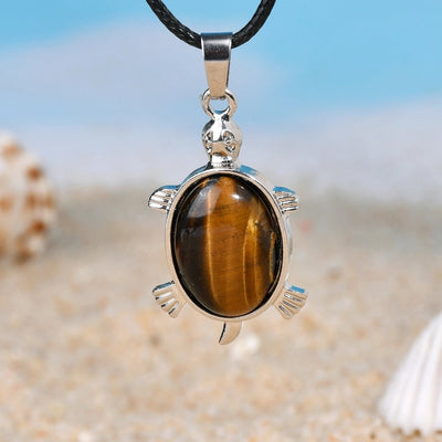 Elegant Simple Style Animal natural stone Leather rope Natural Stone  Pendant Necklace In Bulk