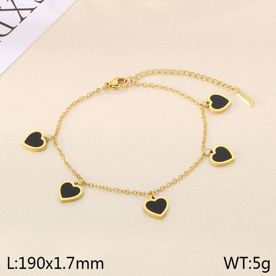 Simple Style Heart Shape 304 Stainless Steel 18K Gold Plated Bracelets In Bulk