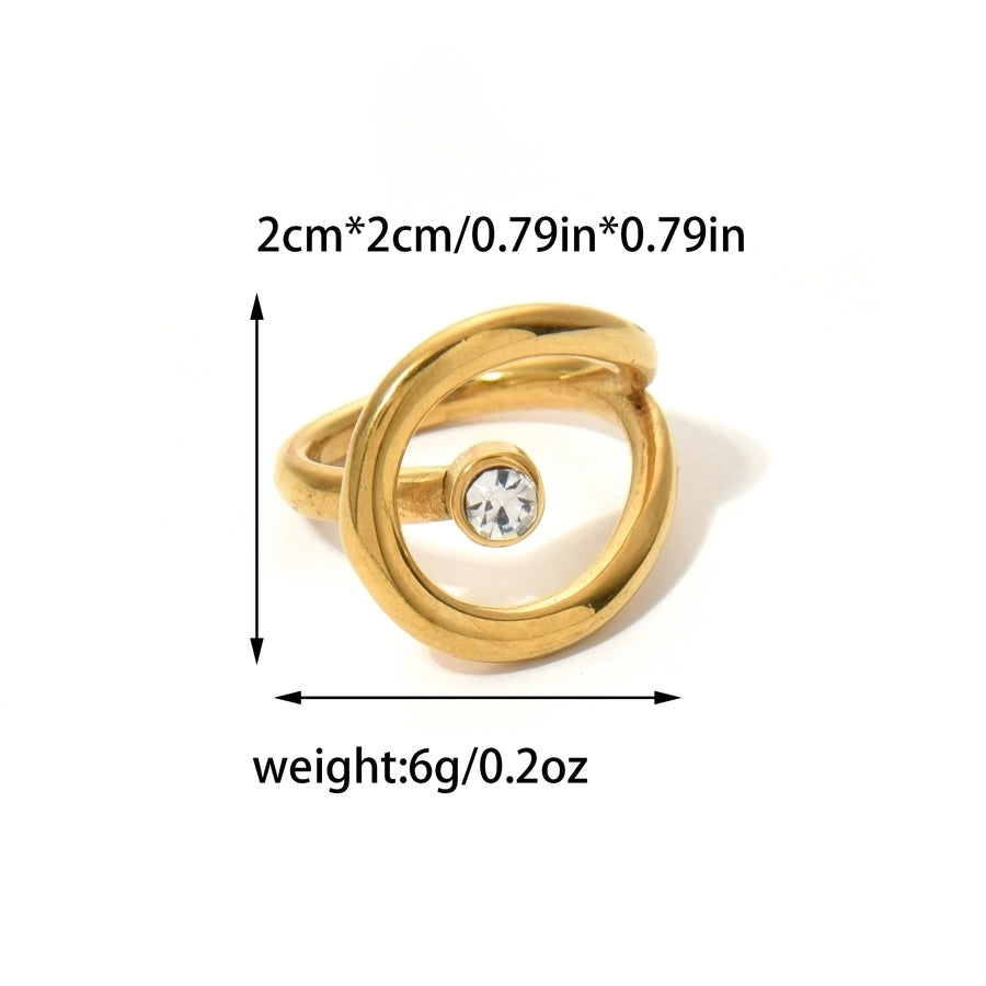 Jewelry Modern Style Classic Style Commute Geometric 304 Stainless Steel Pearl Zircon 14K Gold Plated Inlay Rings