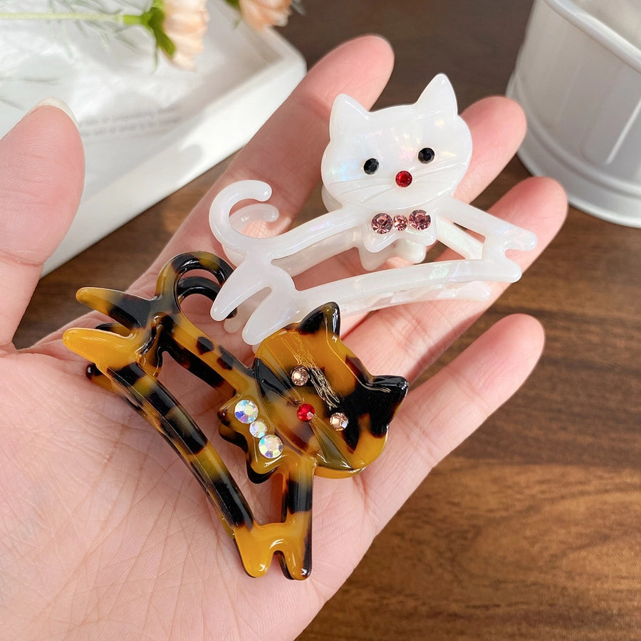 New Cute Cat Acetate Hollow out Grip Sweet Gentle and  Elegant Hair Clip Personalized Hair Accessories Headdress for Women
