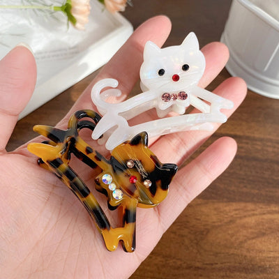 New Cute Cat Acetate Hollow out Grip Sweet Gentle and  Elegant Hair Clip Personalized Hair Accessories Headdress for Women