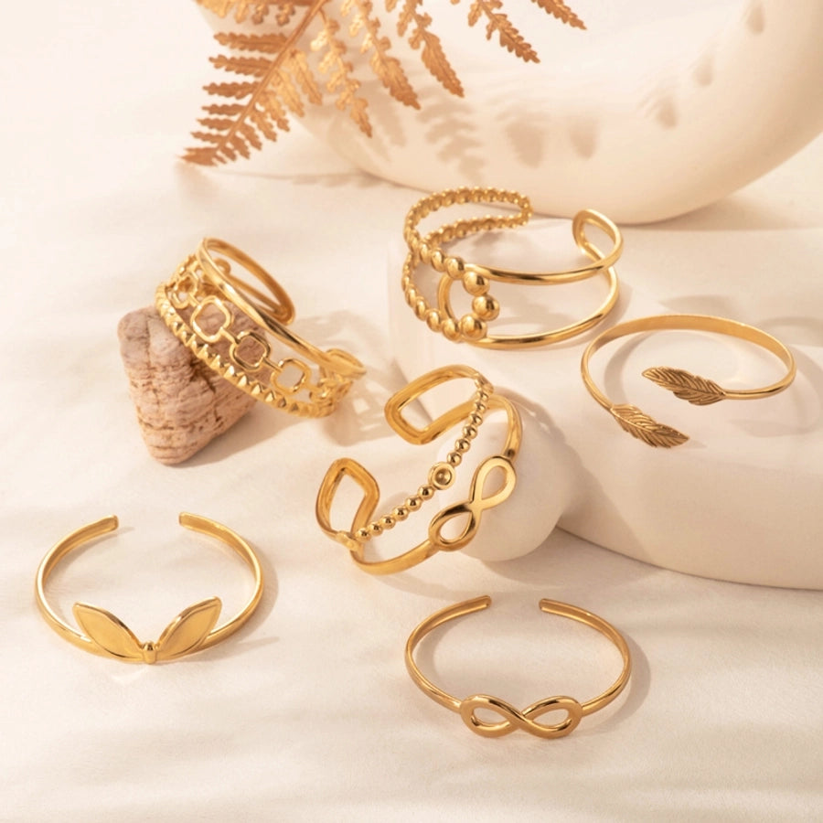 Vintage Style French Style Rabbit Leaf 304 Stainless Steel Cuff Bracelets In Bulk