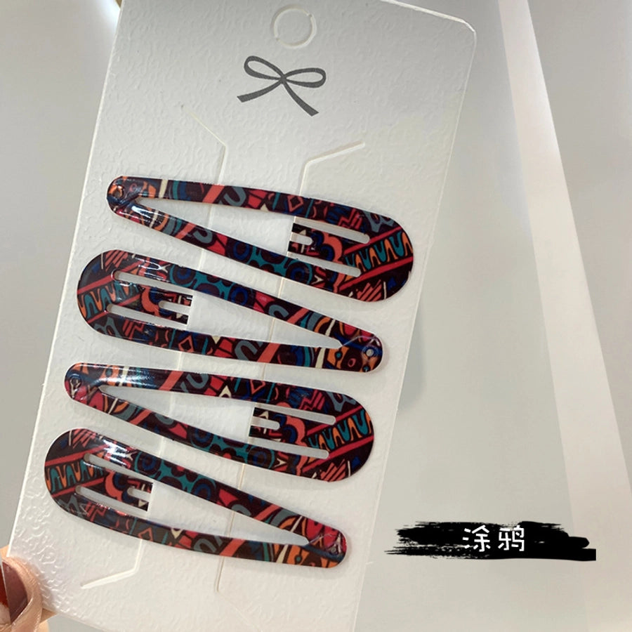 simple style water droplets metal plating hair clip 1 set