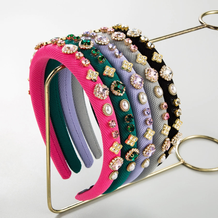 casual elegant sweet flower imitation pearl rhinestone inlay rhinestones pearl hair band