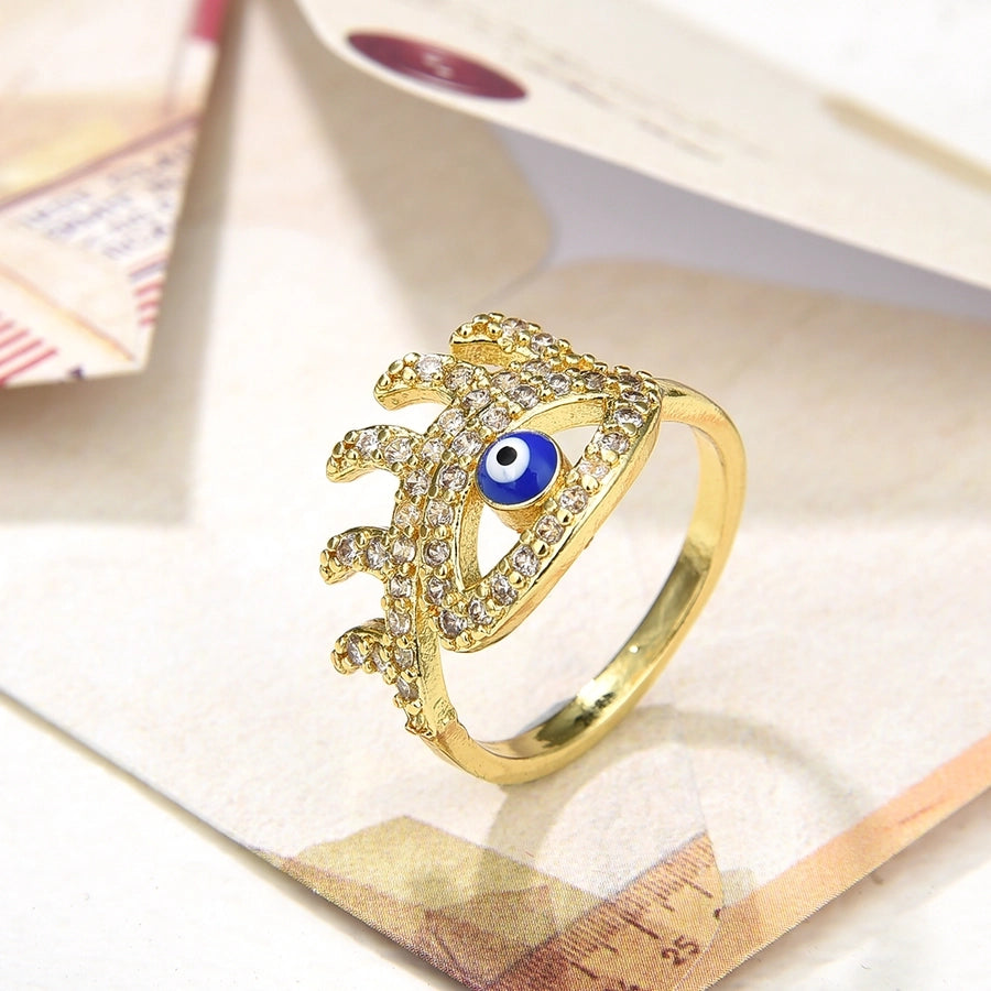 Copper Plating 18K Color Retention Zircon Dripping Oval Eye Opening Ring