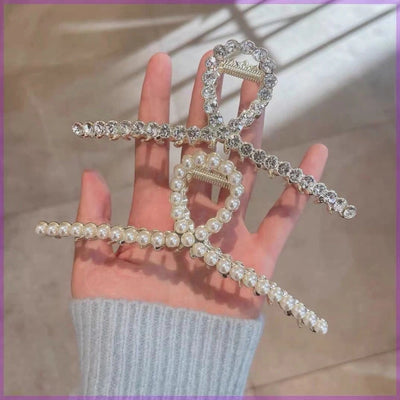 Women's Simple Style Solid Color Metal Plating Inlay Rhinestones Pearl Hair Claws