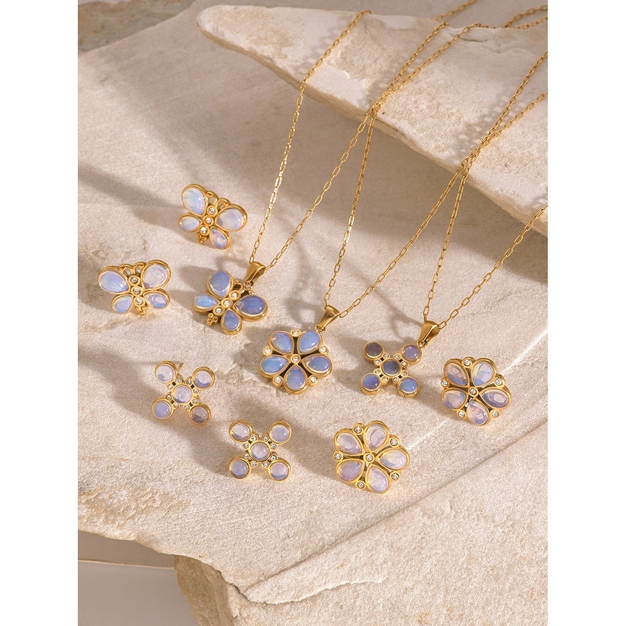 Jewelry Simple Style Classic Style Flower 304 Stainless Steel Jewelry Set