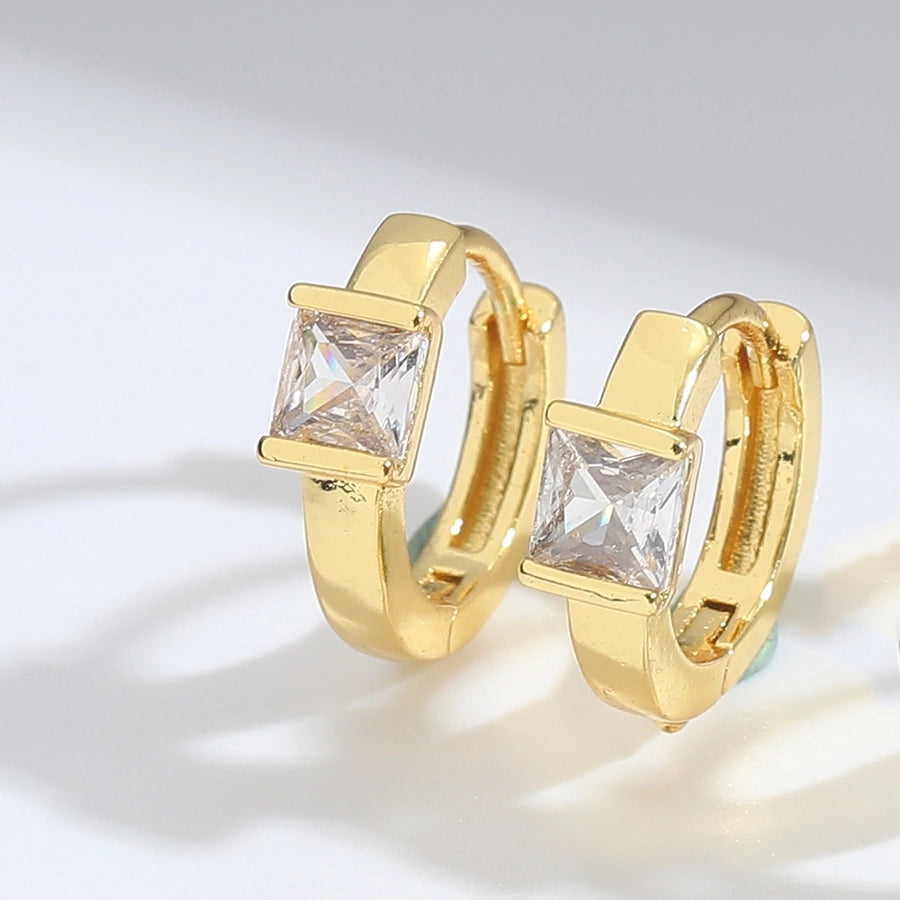 1 Pair Vintage Style Simple Style Round Copper Zircon 14K Gold Plated Earrings Ear Studs