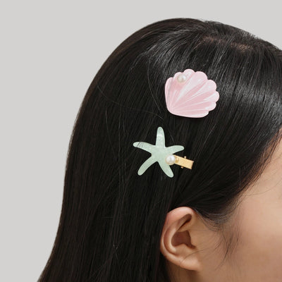 Women's Beach Sweet Starfish Shell Alloy Resin Inlay Pearl Hair Clip