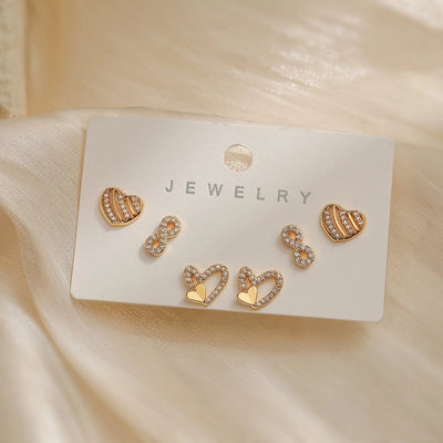 1 Set Simple Style Commute Geometric Inlay Copper Zircon 18K Gold Plated Ear Studs