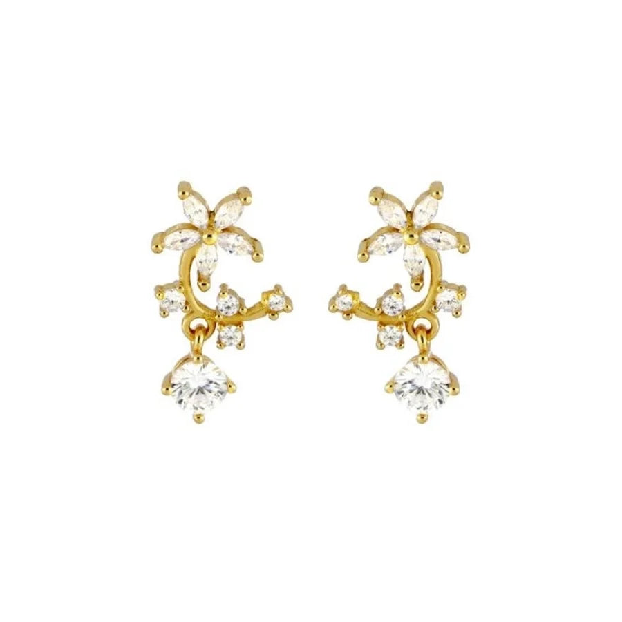1 Pair Casual Elegant Geometric Copper Zircon Drop Earrings Ear Studs