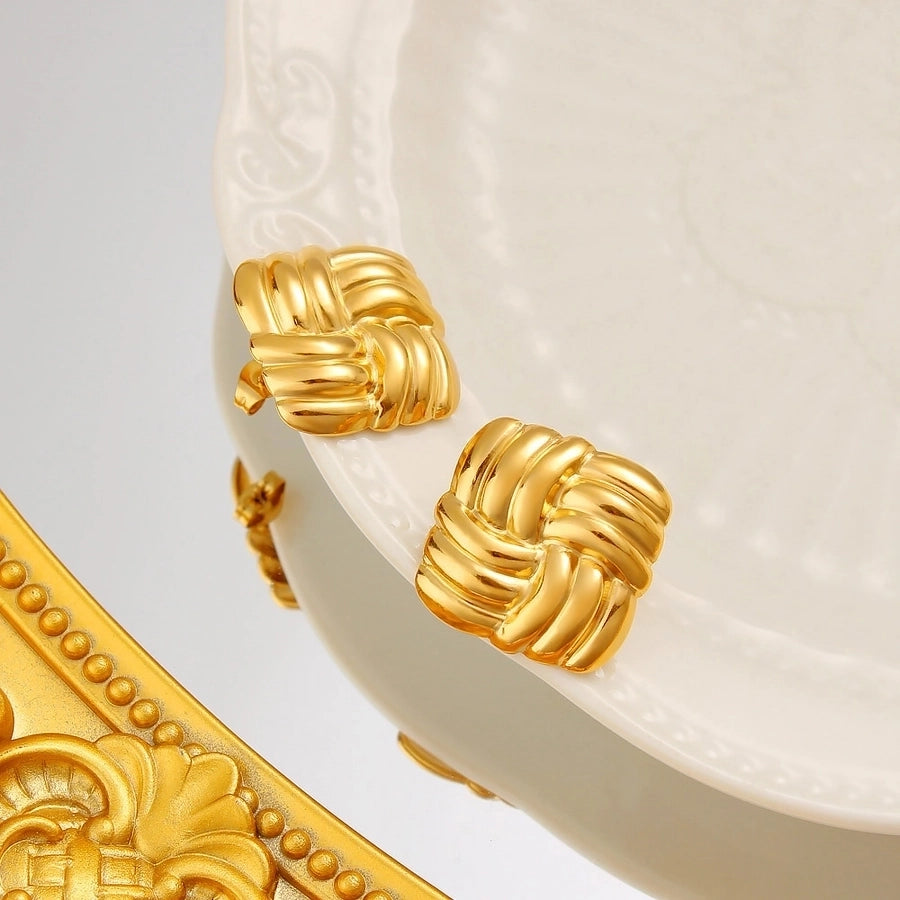 1 Pair Retro Commute Geometric 304 Stainless Steel 316 Stainless Steel  18K Gold Plated Ear Studs