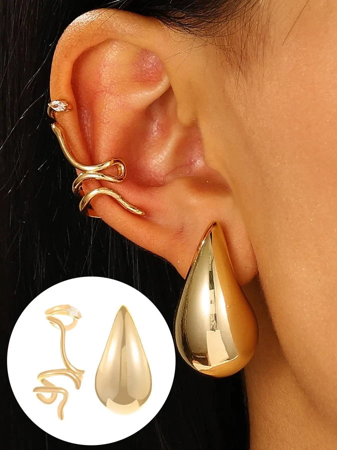 1 Piece Nordic Style Simple Style Geometric Water Droplets Copper Ear Cuffs