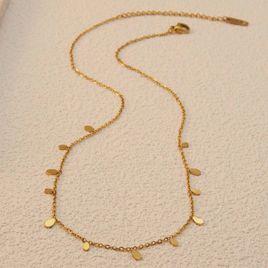 Jewelry Basic Simple Style Artistic Leaf Square Butterfly 304 Stainless Steel 18K Gold Plated Plating Necklace