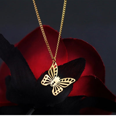 Jewelry Classic Style Commute Butterfly 304 Stainless Steel 18K Gold Plated Hollow Out Jewelry Set
