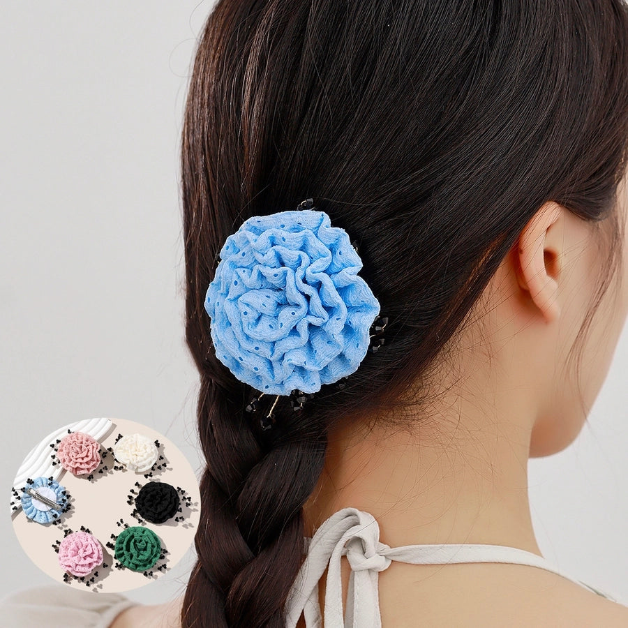Women's Sweet Solid Color Flower Cloth Flowers Hair Clip