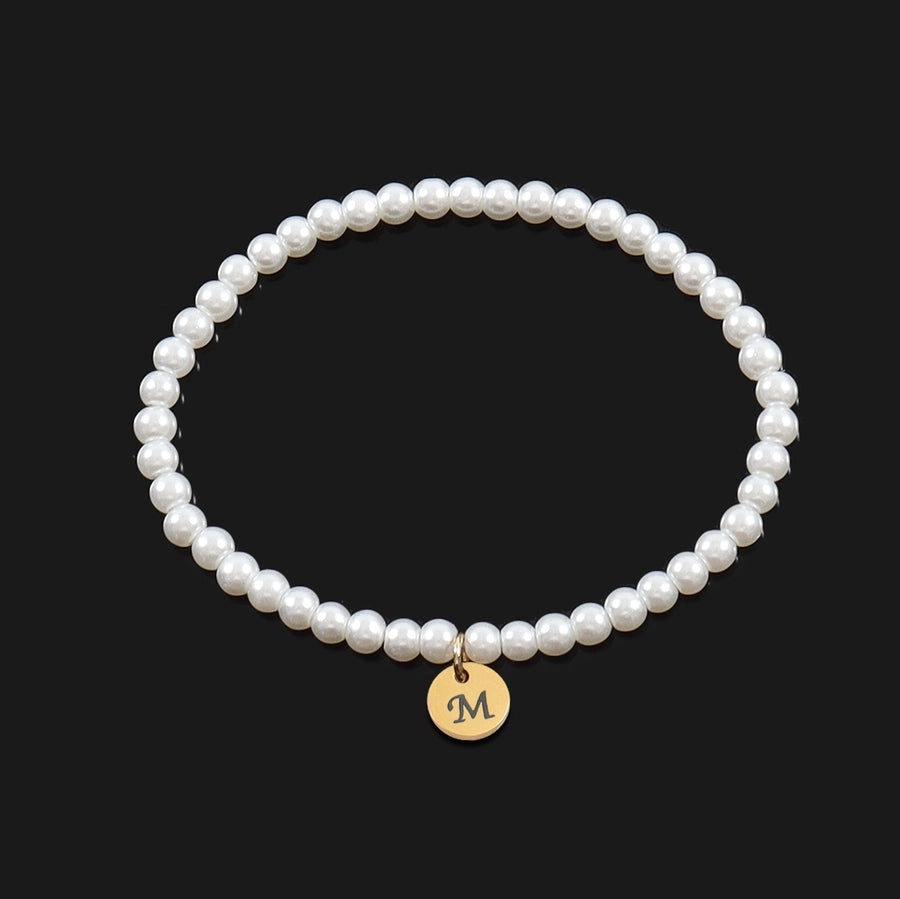 Elegant Simple Style Classic Style Letter 304 Stainless Steel Artificial Pearl Bracelets In Bulk