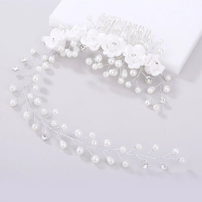 fashion bridal handmade pearl flower soft  flower hair comb