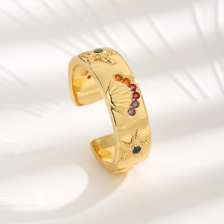 Jewelry Casual Simple Style Geometric Copper Zircon 18K Gold Plated Open Rings