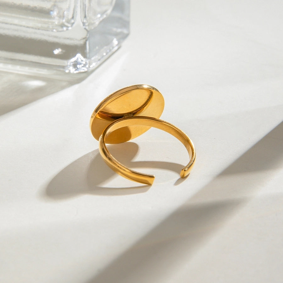 Jewelry Simple Style Classic Style Round 304 Stainless Steel Acrylic 18K Gold Plated Open Rings