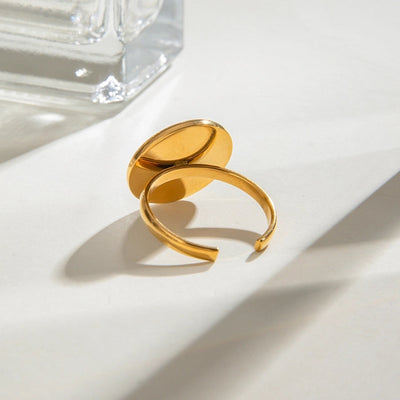 Jewelry Simple Style Classic Style Round 304 Stainless Steel Acrylic 18K Gold Plated Open Rings