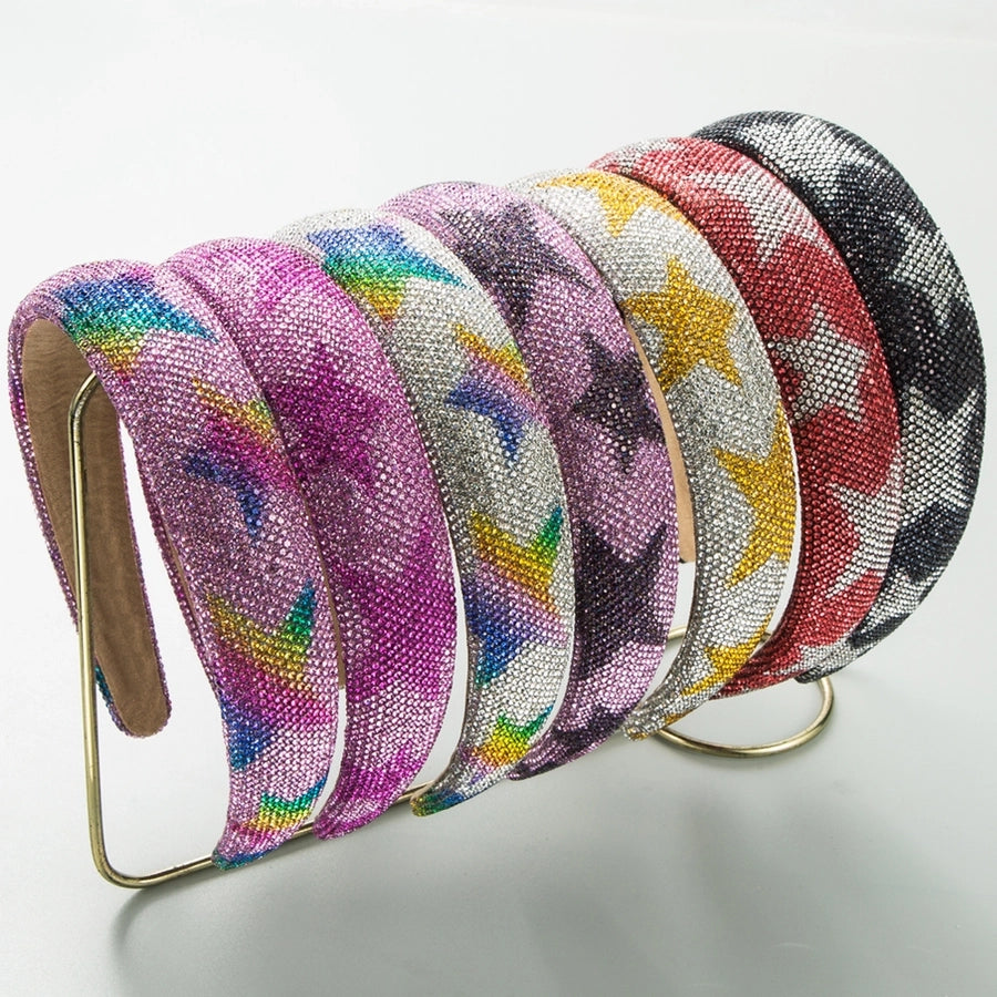 Women's Elegant Glam Pentagram Cloth Sponge Inlay Rhinestones Hair Band