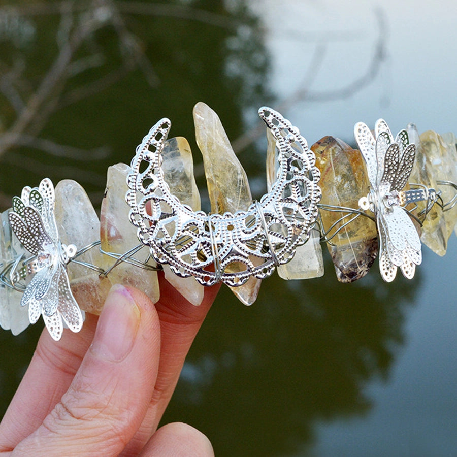 Women's Simple Style Commute Color Block Alloy Inlay Natural Stone Gem Crystal Crown