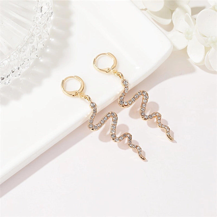 Fashion Waves Plating Alloy Artificial Gemstones Drop Earrings
