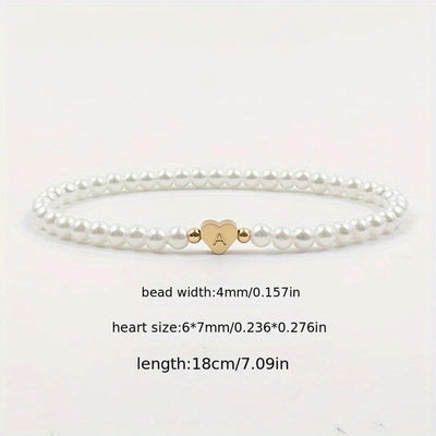 Elegant Simple Style Letter Heart Shape 304 Stainless Steel Artificial Pearl Bracelets In Bulk