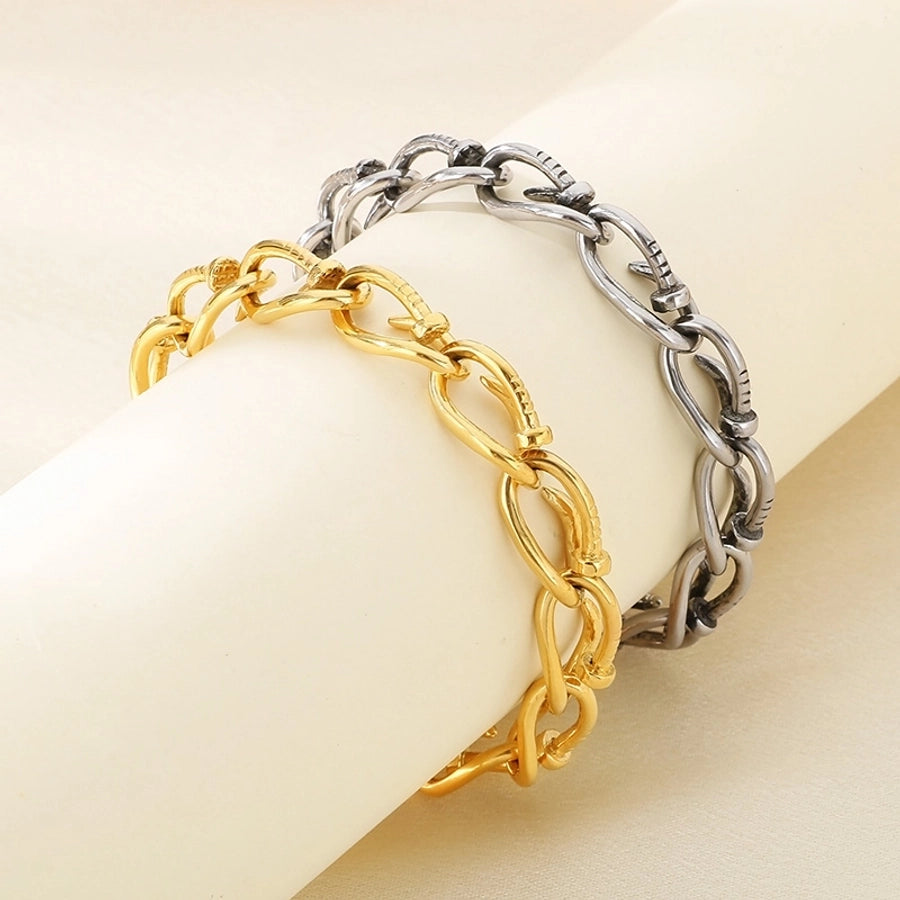 Vintage Style Geometric 304 Stainless Steel 18K Gold Plated Bracelets In Bulk