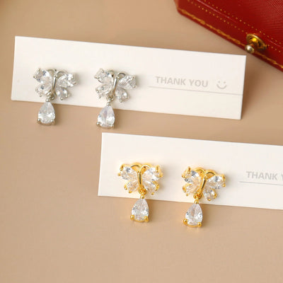 1 Pair Sweet Commute Shiny Water Droplets Inlay Copper Zircon 18K Gold Plated White Gold Plated Ear Studs