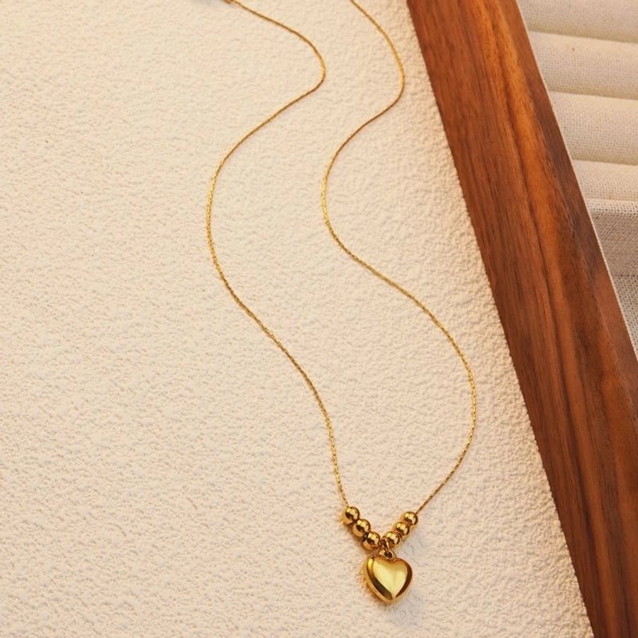 Jewelry Basic Sweet Classic Style Heart Shape 304 Stainless Steel 18K Gold Plated Plating Pendant Necklace