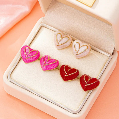1 Set 1 Pair Elegant Sweet Heart Shape Zinc alloy Ear Studs