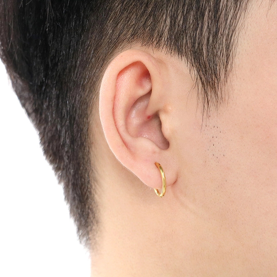 1 Pair Simple Style Round 304 Stainless Steel 18K Gold Plated Earrings