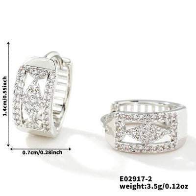 1 Pair Cute Shiny Korean Style Geometric Inlay Copper Zircon K Gold Plated Earrings