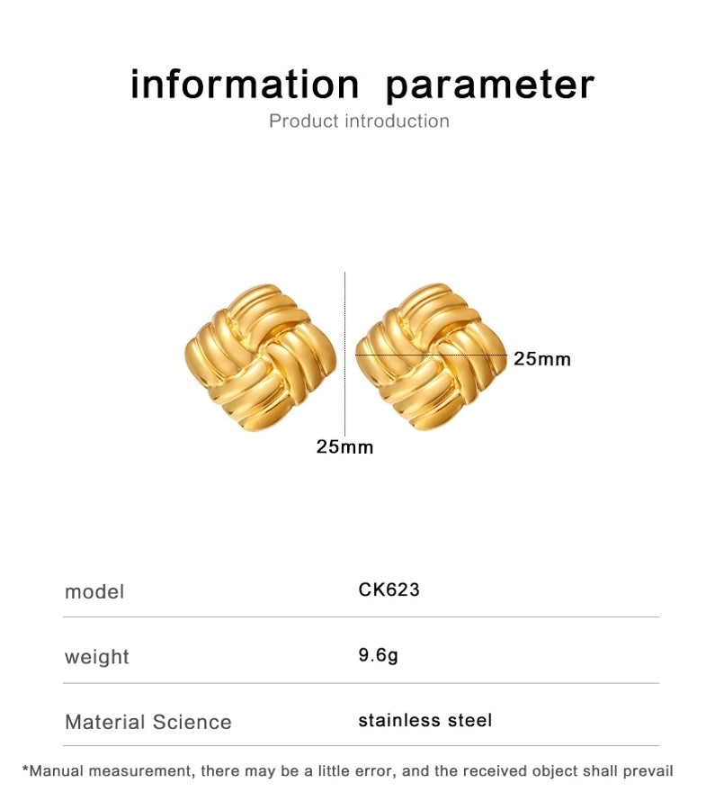 1 Pair Retro Commute Geometric 304 Stainless Steel 316 Stainless Steel  18K Gold Plated Ear Studs