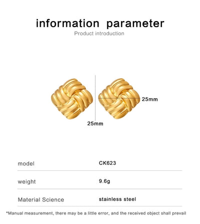 1 Pair Retro Commute Geometric 304 Stainless Steel 316 Stainless Steel  18K Gold Plated Ear Studs