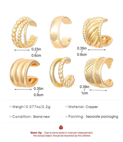 1 Piece IG Style Simple Style Geometric Plating Copper Ear Cuffs