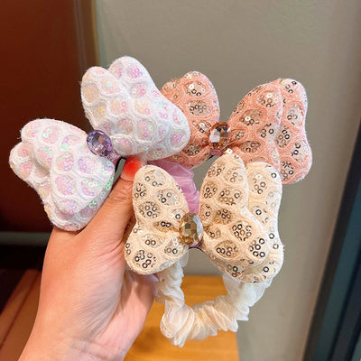 sweet bow knot cloth inlay rhinestones hair tie