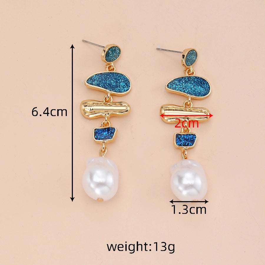 1 Pair Cute Vintage Style Simple Style Round Imitation Pearl Alloy Drop Earrings