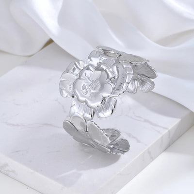 Vintage Style Sweet Flower 201 Stainless Steel Bangle In Bulk