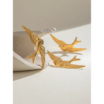 1 Piece 1 Pair Classic Style Swallow 304 Stainless Steel Ear Studs