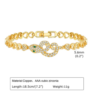 Wholesale Jewelry Vintage Style Classic Style Geometric Copper Zircon Bracelets Love Chain