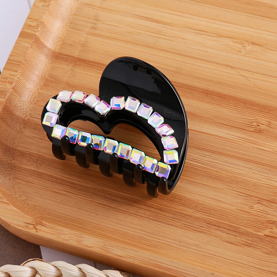 Women's Simple Style Classic Style Heart Shape Rhinestone Acetic acid sheets Hollow Out Inlay Rhinestones Hair Claws
