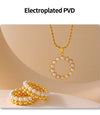 Jewelry Elegant Round 304 Stainless Steel Artificial Pearls 18K Gold Plated Plating Inlay Rings Necklace